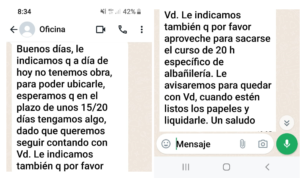 me pueden despedir por whatsapp